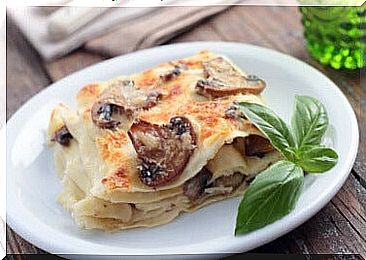 Lasagna with meat and mushrooms