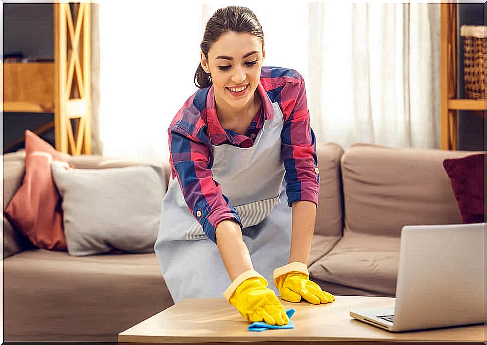 Woman cleaning the house: excessive hygiene and resistance to antibiotics