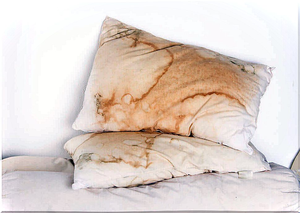 Dirty pillow from use.