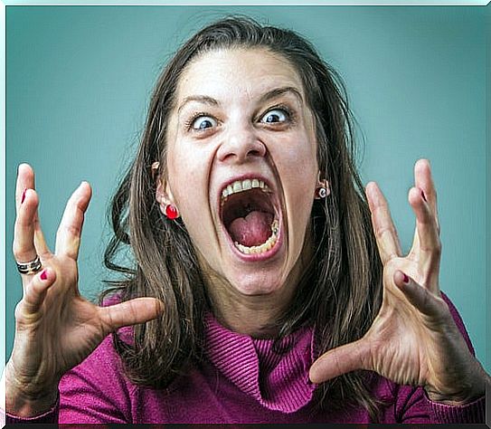 Woman screaming in anger at histrionic personality disorder