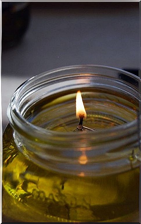 Candle with used cooking oil