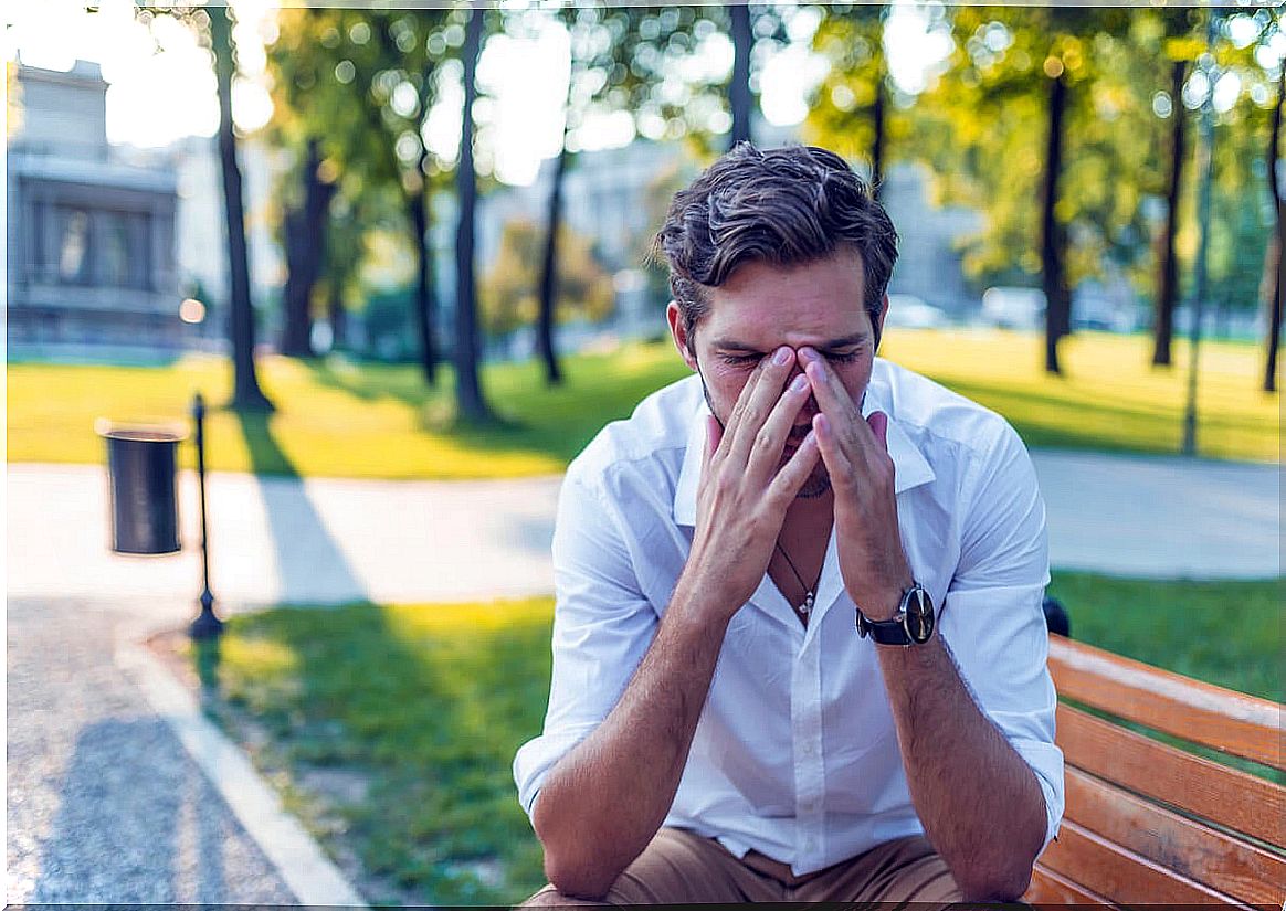 Man with sinusitis and headache.