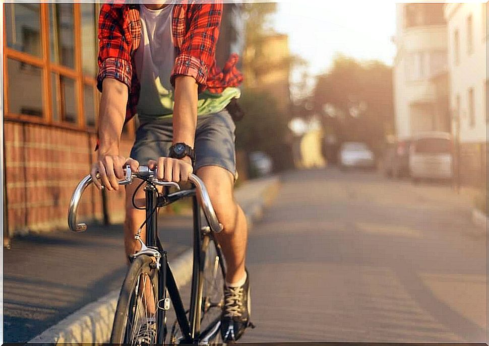 Riding a bicycle